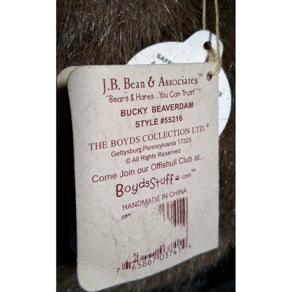 Bucky Beaverdam Plush Toy Boyds Collection With Metal Toothbrush NWT 10" - Picture 5 of 5